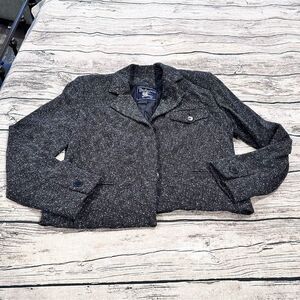 Burberry Women's Green/Gray Wool Tweed Old Money Tailored Short Blazer Size 6